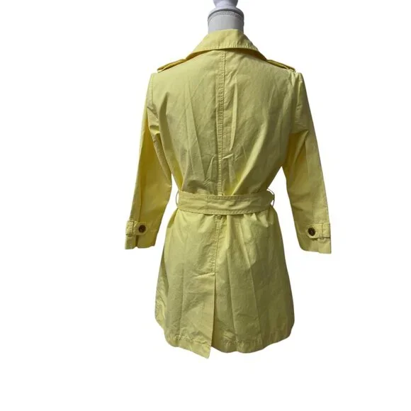 Vintage Gap 2009 Cottage Parisian Picnic Butter Yellow Belted Trench Coat Size S - Picture 2 of 9